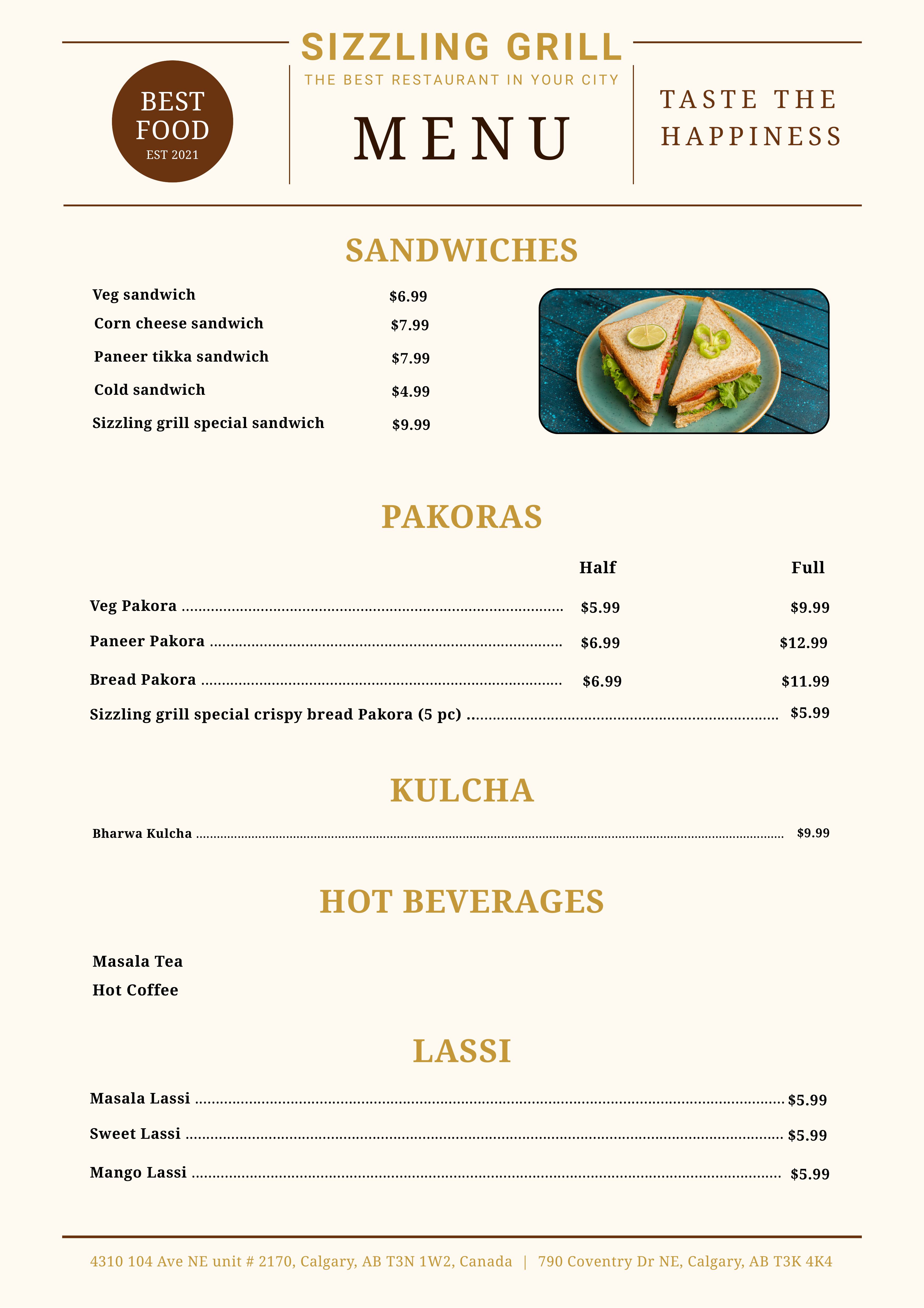 Sizzling Grill Cityscape Morning Menu - Traditional Breakfast Dishes